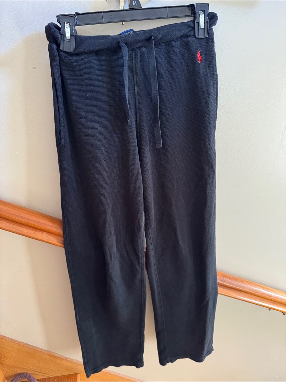 Polo by Ralph Lauren Black Knit Joggers with Red Pony